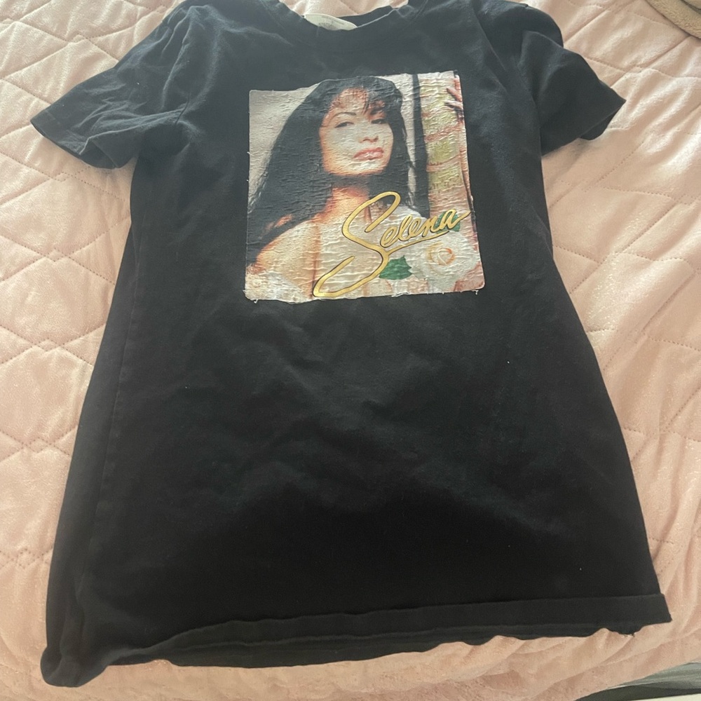 Black Graphic T-Shirt with Selena Print